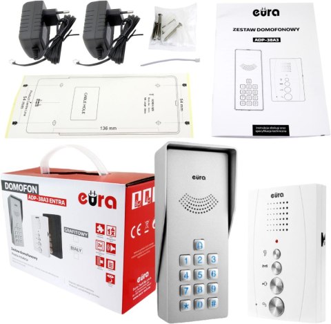Domofon EURA ADP-38A3 ENTRA bialy Domofon EURA ADP-38A3 ENTRA bialy