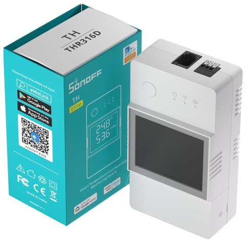 SONOFF TH Elite | THR316D | Przekaźnik Wifi z funkcją pomiaru temperatury oraz wilgotności SONOFF TH Elite | THR316D | Przekaźnik Wifi z funkcją pomiaru temperatury oraz wilgotności