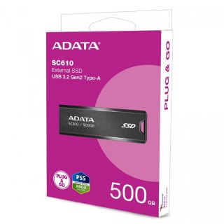 Dysk zewnętrzny SSD Adata SC610 500GB USB3.2A czarny