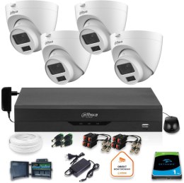 Zestaw monitoringu Dahua 4x kamera kopułkowa HAC-HDW1500CLQ-IL-A-0280B-S2 1TB IR 20m 5mp
