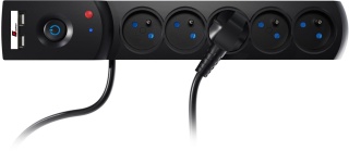 Listwa zasilająca antyprzepięciowa Getfort 5P 5m Czarna USB