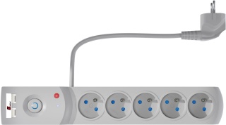 Listwa zasilająca antyprzepięciowa Getfort 5P 5m Szara USB