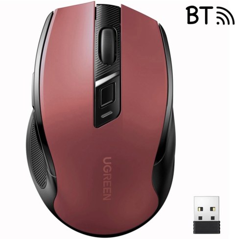 Mysz optyczna Ugreen MU006 bezprzewodowa USB 2.4GHz / Bluetooth 5.0 4000 DPI - czerwona Mysz optyczna Ugreen MU006 bezprzewodowa USB 2.4GHz / Bluetooth 5.0 4000 DPI - czerwona