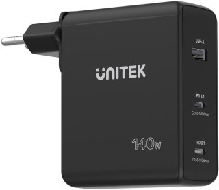 Ładowarka sieciowa Unitek 140W GaN (2x USB-C, USB-A)