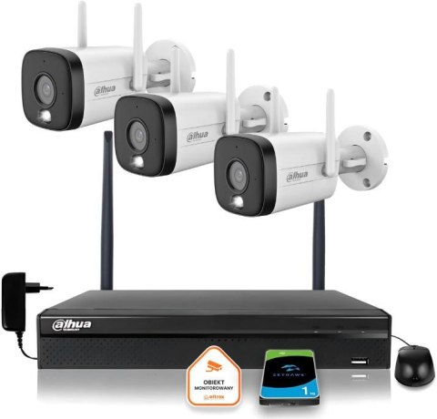 Zestaw monitoringu IP Dahua 3 Kamery WI-FI 5MPx aktywne odtraszanie LED IR do 30m Zestaw monitoringu IP Dahua 3 Kamery WI-FI 5MPx aktywne odtraszanie LED IR do 30m