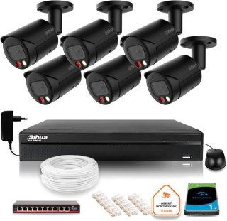 Zestaw monitoringu IP Dahua 4MPx 2K 6 kamer czarnych zewnętrznych z dyskiem