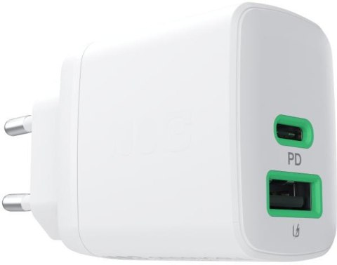 ŁADOWARKA SIECIOWA Greencell PowerSource Duo30 30W 1xUSB-C 1xUSB-A PD 3.0 QC 4.0+ biała ŁADOWARKA SIECIOWA Greencell PowerSource Duo30 30W 1xUSB-C 1xUSB-A PD 3.0 QC 4.0+ biała