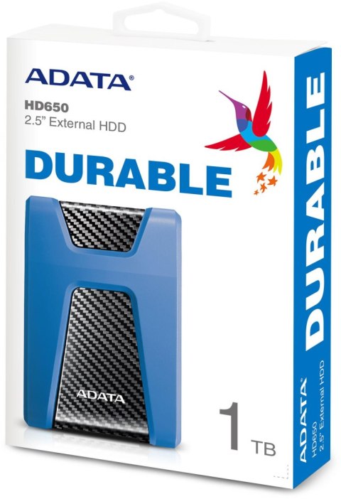 Adata DashDrive Durable HD650 1TB 2.5'' USB3.1 Niebieski Adata DashDrive Durable HD650 1TB 2.5'' USB3.1 Niebieski