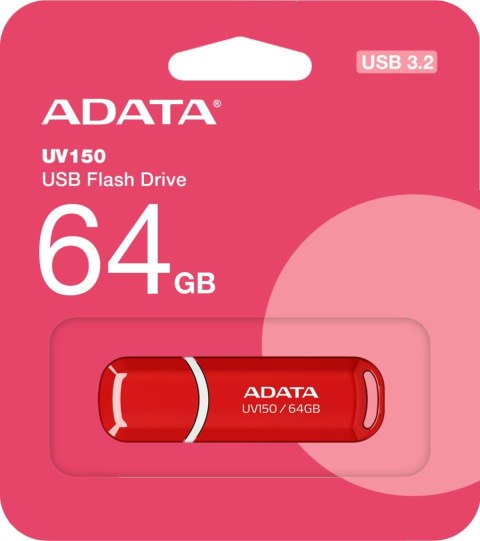 Adata Pendrive UV150 64GB USB3.2 Czerwony Adata Pendrive UV150 64GB USB3.2 Czerwony