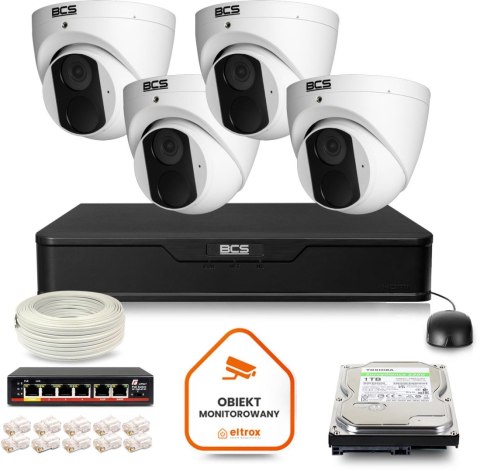 Zestaw monitoringu IP BCS Point 4x Kamera BCS-P-EIP15FSR3 Rejestrator z dyskiem 1TB Zestaw monitoringu IP BCS Point 4x Kamera BCS-P-EIP15FSR3 Rejestrator z dyskiem 1TB