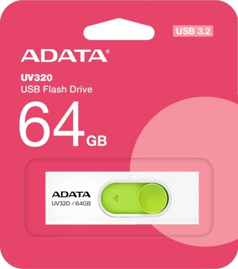 Adata Pendrive UV320 64GB USB 3.2 Gen1 Biały Adata Pendrive UV320 64GB USB 3.2 Gen1 Biały
