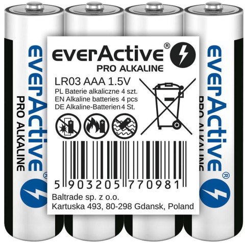 Bateria LR03 (AAA) everActive Pro Alcaline (folia 4 szt.) Bateria LR03 (AAA) everActive Pro Alcaline (folia 4 szt.)