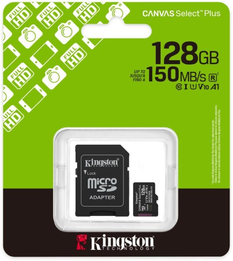 Karta pamięci microSD 128GB Kingston Canvas Select Plus microSDXC C10 UHS-1 128GB Karta pamięci microSD 128GB Kingston Canvas Select Plus microSDXC C10 UHS-1 128GB