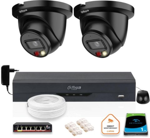 ZESTAW 2 Kamer czarnych IP Dahua 8mpx IPC-HDW2849TM-S-IL-BLACK + DYSK ZESTAW 2 Kamer czarnych IP Dahua 8mpx IPC-HDW2849TM-S-IL-BLACK + DYSK