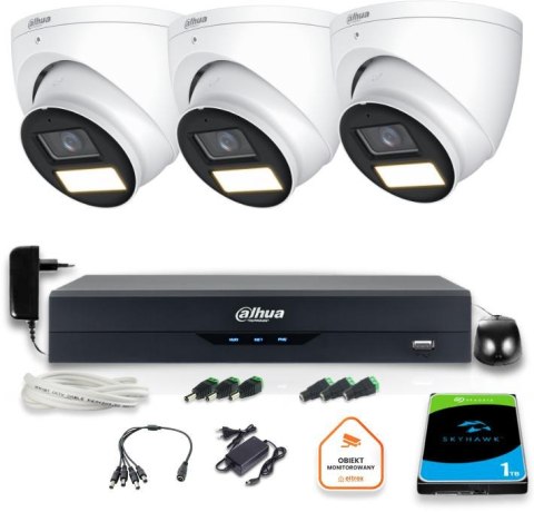 Zestaw monitoringu 4w1 Dahua 3 Kamery zewnętrzne FullHD z dyskiem Zestaw monitoringu 4w1 Dahua 3 Kamery zewnętrzne FullHD z dyskiem