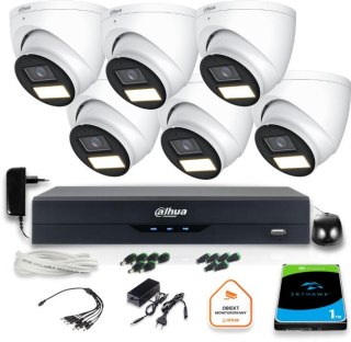 Zestaw monitoringu 4w1 Dahua 6 Kamer zewnętrznych FullHD z dyskiem