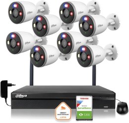 Zestaw monitoringu IP Dahua 8 Kamer WI-FI 5MPx 2K F5D-PV-0280B aktywne odtraszanie LED IR do 30m