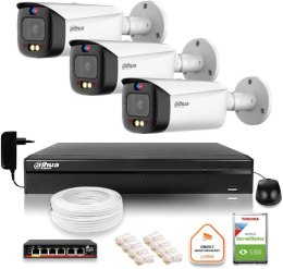 Zestaw monitoringu IP Dahua TIOC 5mpx 2K 3 kamery IPC-HFW3549T1-AS-PV-0280B-S5 rejestrator z dyskiem do pracy ciągłej