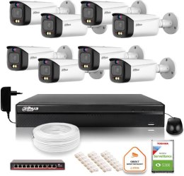 Zestaw monitoringu IP Dahua TIOC 5mpx 2K 8 kamer IPC-HFW3849T1-AS-PV-0280B-S5 rejestrator z dyskiem do pracy ciągłej