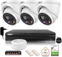 Zestaw monitoringu IP Dahua TIOC 8mpx 4K 3 kamery IPC-HDW3849H-AS-PV-0280B-S5 rejestrator z dyskiem do pracy ciągłej