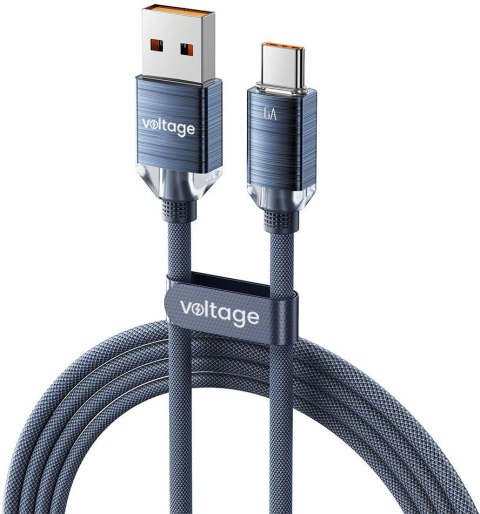 Kabel USB-A / USB-C Voltage PureCrystal 66W 100cm niebieski Kabel USB-A / USB-C Voltage PureCrystal 66W 100cm niebieski