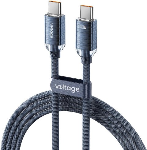 Kabel USB-C / USB-C Voltage PureCrystal 100W PD 100cm niebieski Kabel USB-C / USB-C Voltage PureCrystal 100W PD 100cm niebieski