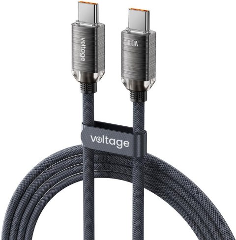 Kabel USB-C / USB-C Voltage PureCrystal 100W PD 200cm czarny Kabel USB-C / USB-C Voltage PureCrystal 100W PD 200cm czarny