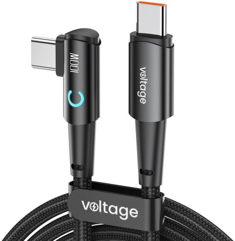 Kabel USB-C / USB-C kątowy Voltage PowerAngle 100W PD 200cm czarny Kabel USB-C / USB-C kątowy Voltage PowerAngle 100W PD 200cm czarny