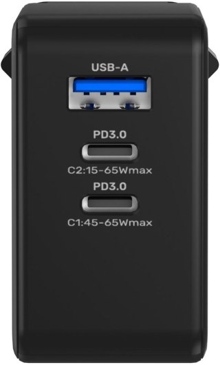 Ładowarka sieciowa Unitek 65W GaN Quick Charge (2x USB-C PD + USB-A)