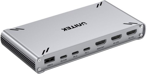 Przełącznik KVM Unitek USB-C 10Gbps z HDMI i transferem plików między systemami