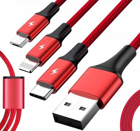Unitek 3-in-1 USB Kabel ładujący C4049RD Unitek 3-in-1 USB Kabel ładujący C4049RD
