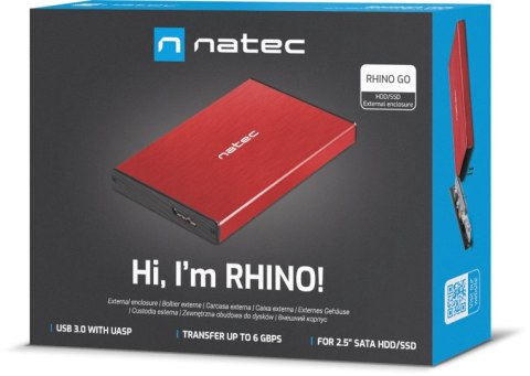 Zewnętrzna obudowa dysku Natec Rhino Go SATA 2.5cala USB 3.0 Czerwony Zewnętrzna obudowa dysku Natec Rhino Go SATA 2.5cala USB 3.0 Czerwony