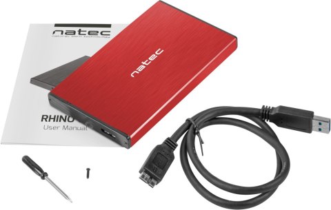 Zewnętrzna obudowa dysku Natec Rhino Go SATA 2.5cala USB 3.0 Czerwony Zewnętrzna obudowa dysku Natec Rhino Go SATA 2.5cala USB 3.0 Czerwony