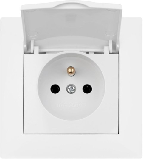 Gniazdo pojedyncze z klapką i uziemieniem VCX WESA LC 52 Biały